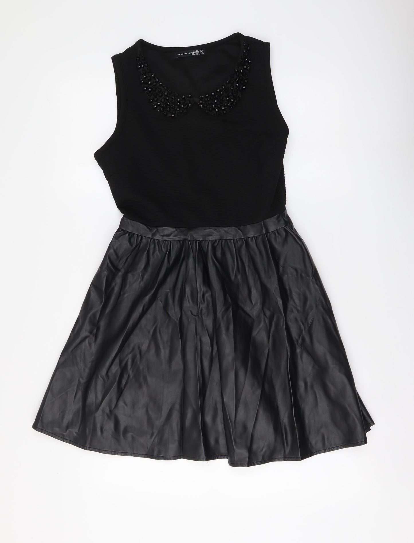 Atmosphere Womens Black Polyester Skater Dress Size 10 Round Neck Pullover