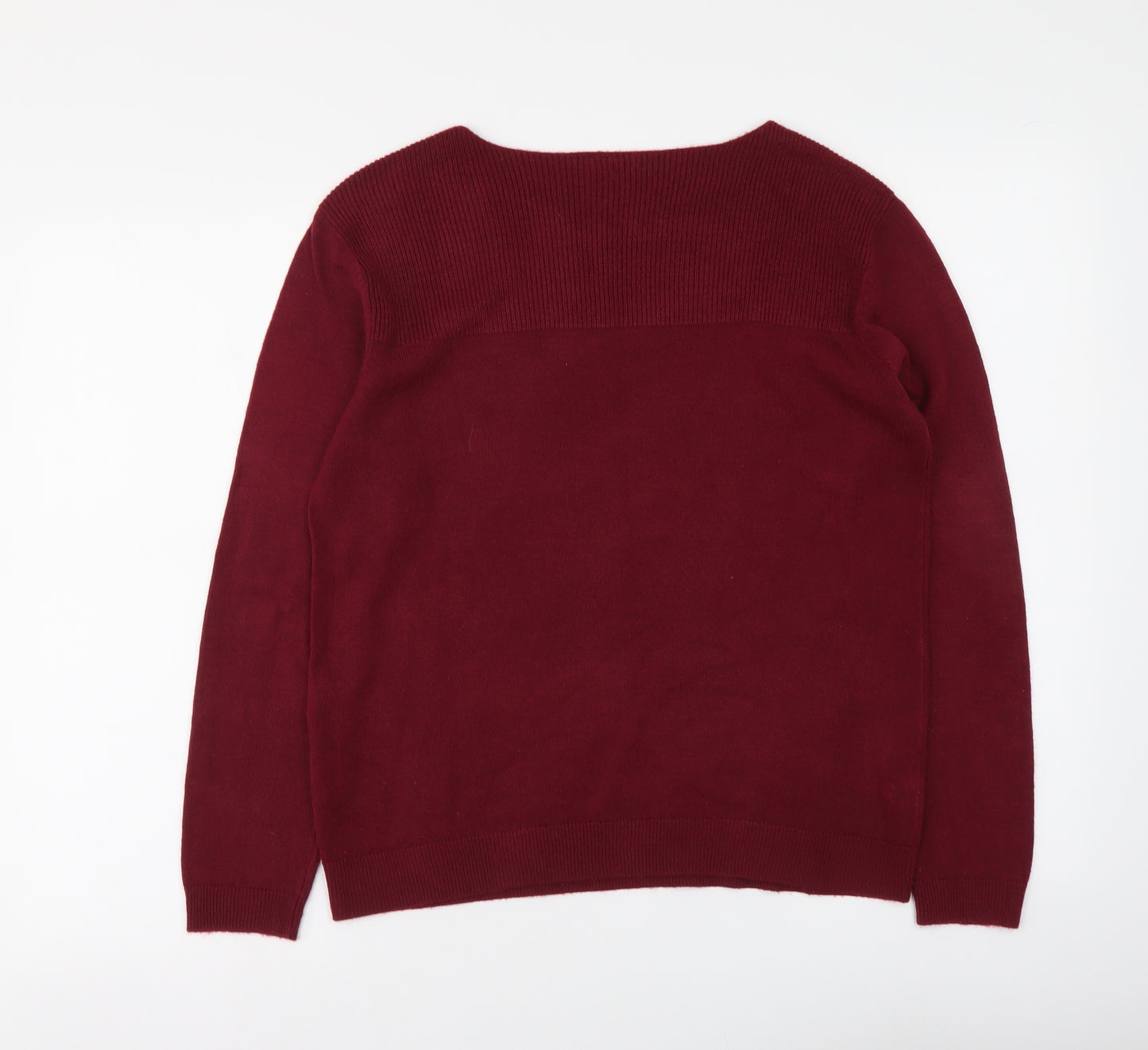 Essentials Womens Purple Round Neck Acrylic Pullover Jumper Size 10