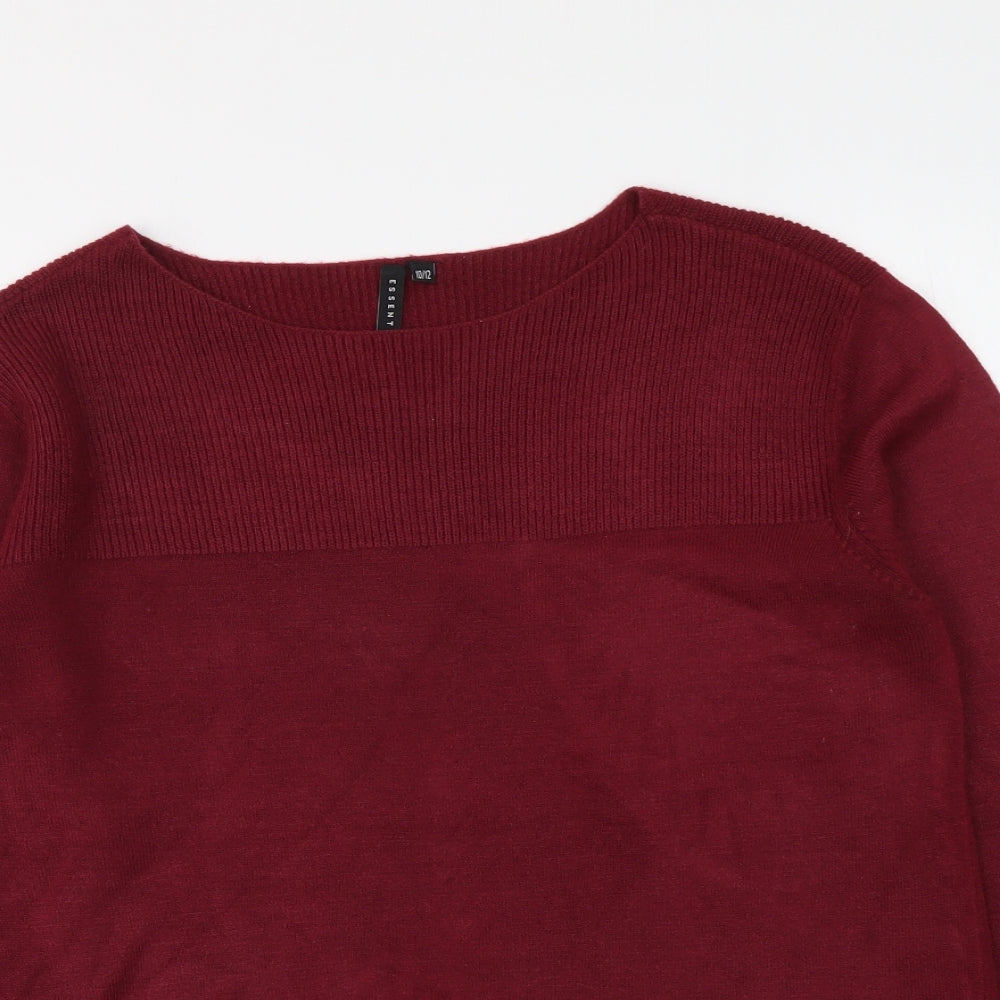 Essentials Womens Purple Round Neck Acrylic Pullover Jumper Size 10