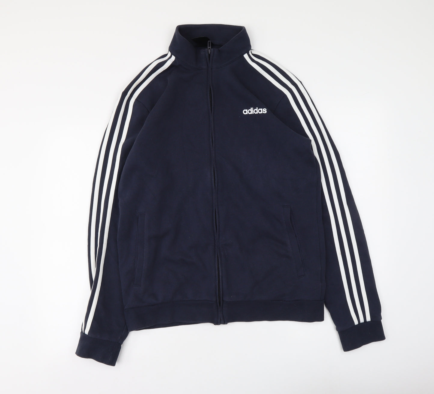 adidas Mens Blue Cotton Full Zip Sweatshirt Size M