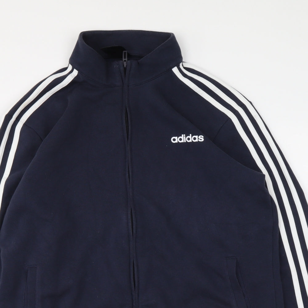 adidas Mens Blue Cotton Full Zip Sweatshirt Size M
