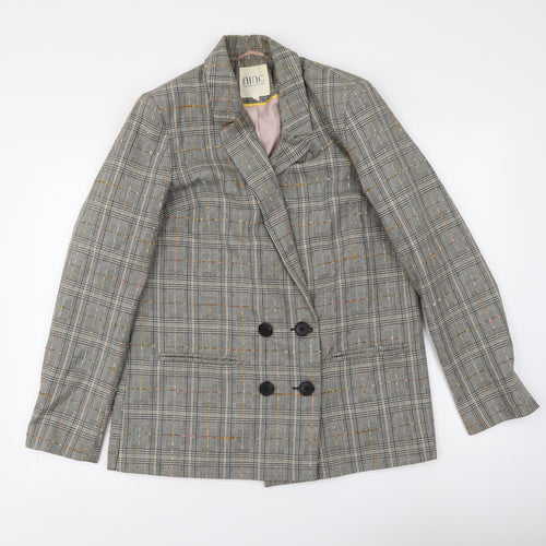 Savanah Miller Womens Grey Plaid Polyester Jacket Suit Jacket Size 14