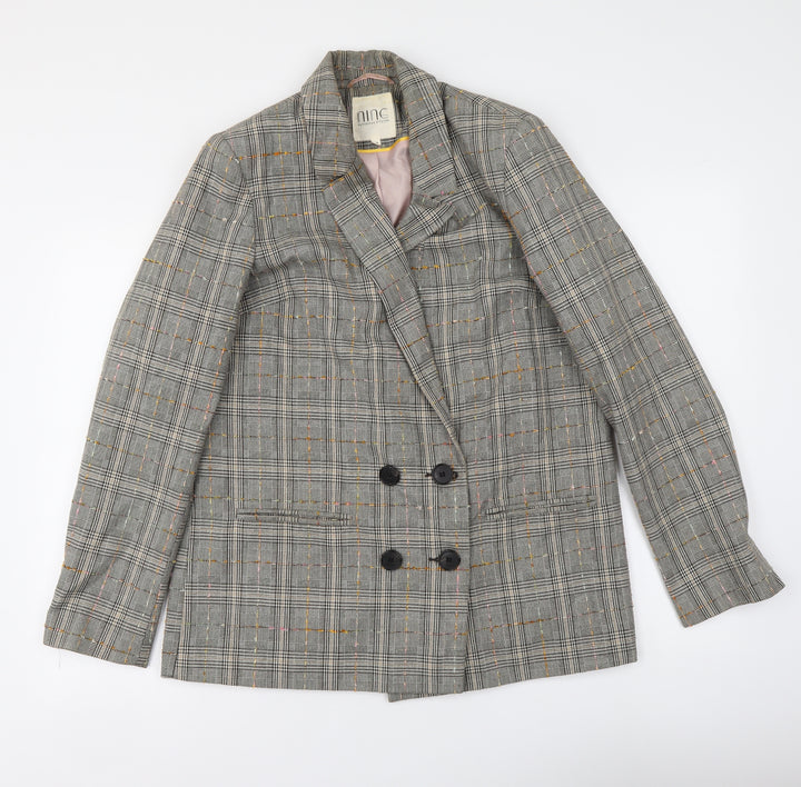 Savanah Miller Womens Grey Plaid Polyester Jacket Suit Jacket Size 14