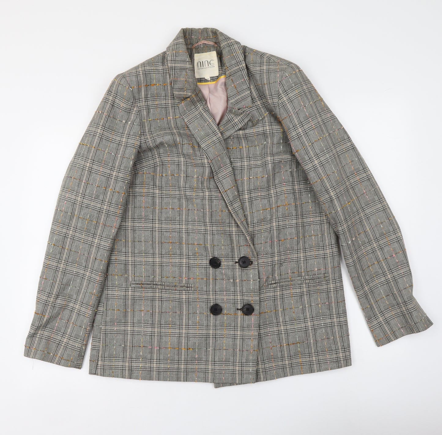 Savanah Miller Womens Grey Plaid Polyester Jacket Suit Jacket Size 14