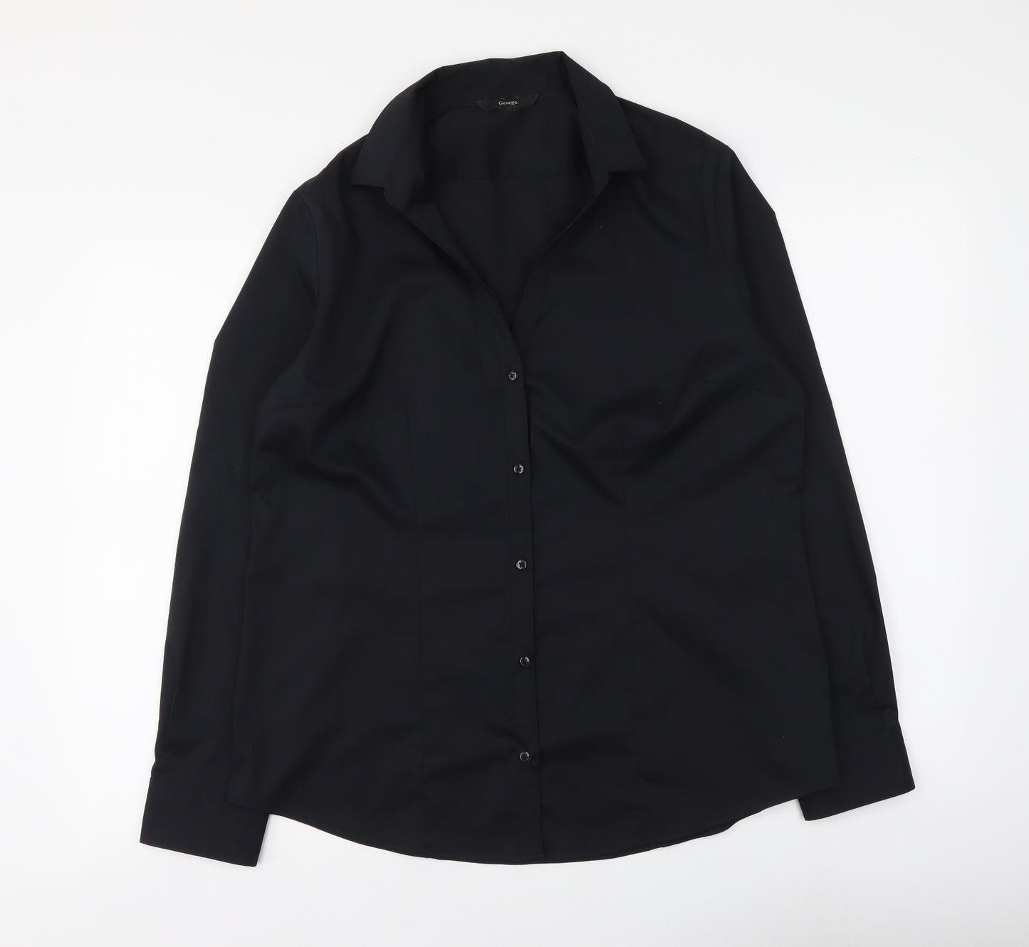 George Womens Black Polyester Basic Button-Up Size 16 Collared