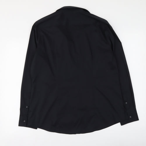George Womens Black Polyester Basic Button-Up Size 16 Collared