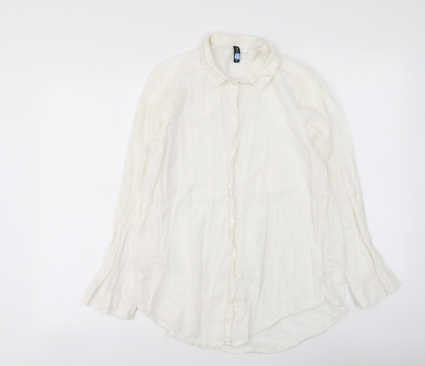 H&M Womens White Cotton Basic Button-Up Size S Collared
