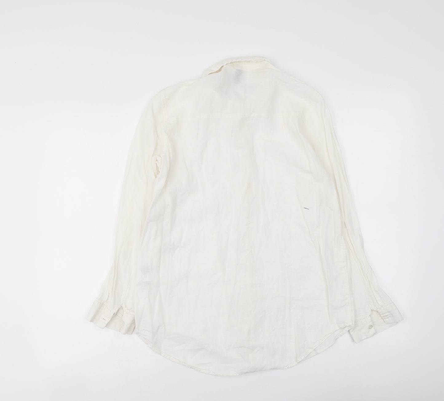 H&M Womens White Cotton Basic Button-Up Size S Collared