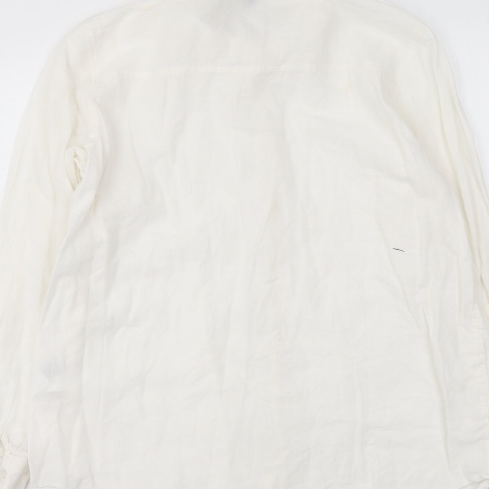 H&M Womens White Cotton Basic Button-Up Size S Collared