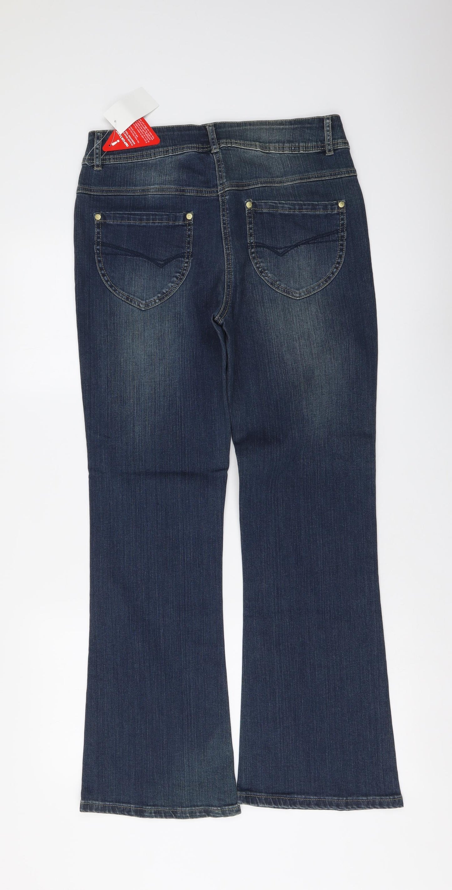Savoir Womens Blue Cotton Bootcut Jeans Size 12 L30 in Regular Button