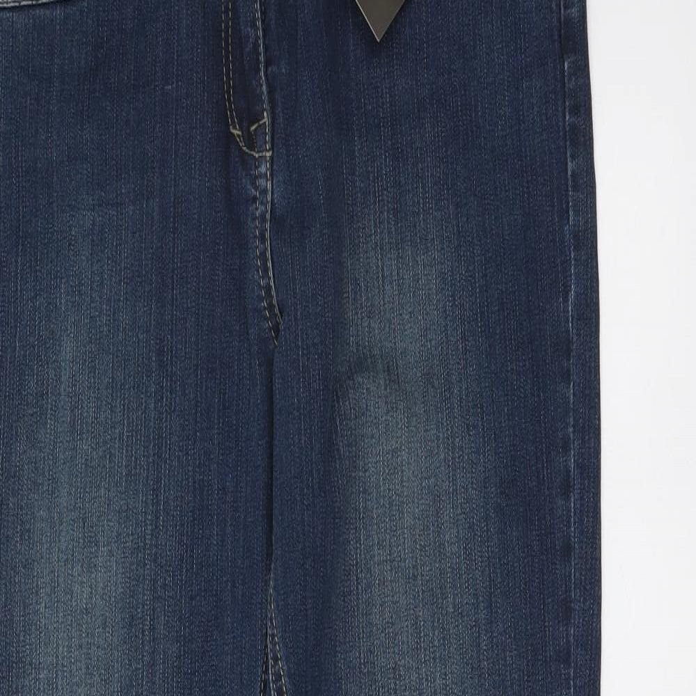 Savoir Womens Blue Cotton Bootcut Jeans Size 12 L30 in Regular Button