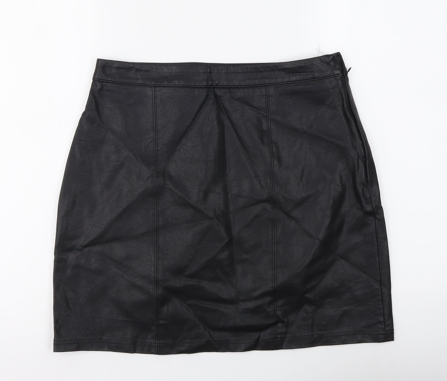 Papaya Womens Black Polyester Mini Skirt Size 12 Zip