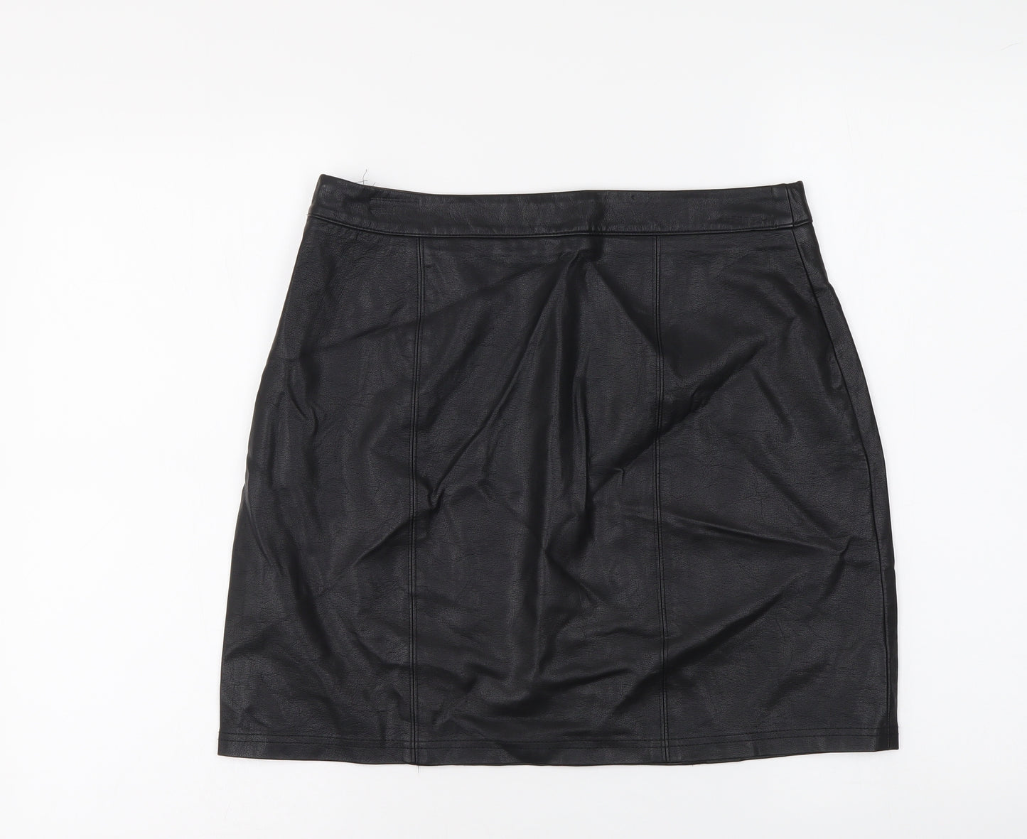Papaya Womens Black Polyester Mini Skirt Size 12 Zip