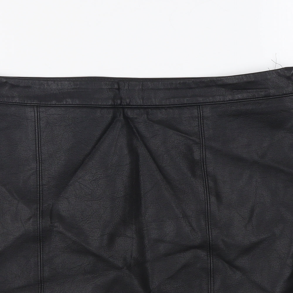 Papaya Womens Black Polyester Mini Skirt Size 12 Zip