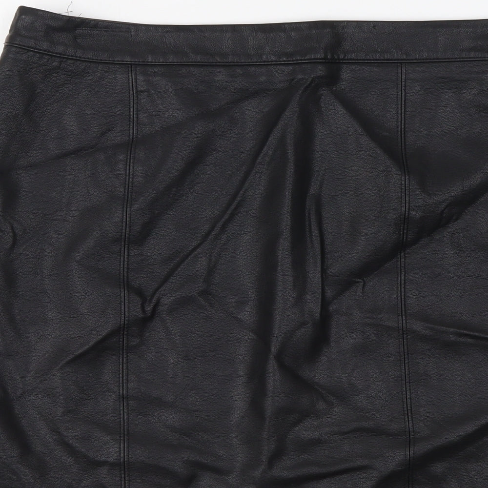 Papaya Womens Black Polyester Mini Skirt Size 12 Zip