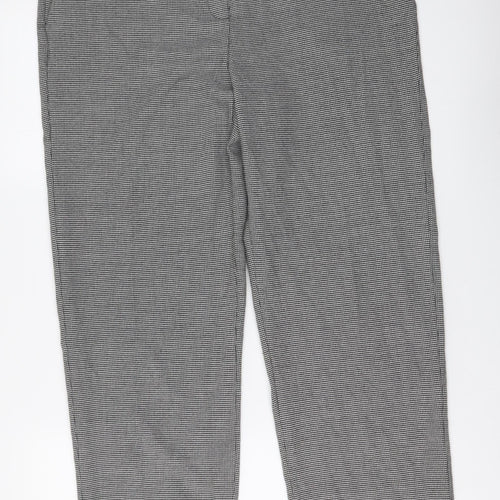 Marks and Spencer Womens Grey Geometric Polyester Trousers Size 12 L27 in Regular Button