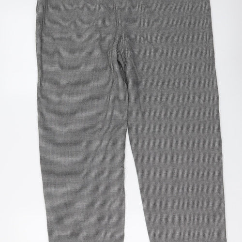 Marks and Spencer Womens Grey Geometric Polyester Trousers Size 12 L27 in Regular Button