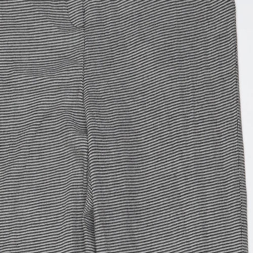 Marks and Spencer Womens Grey Geometric Polyester Trousers Size 12 L27 in Regular Button