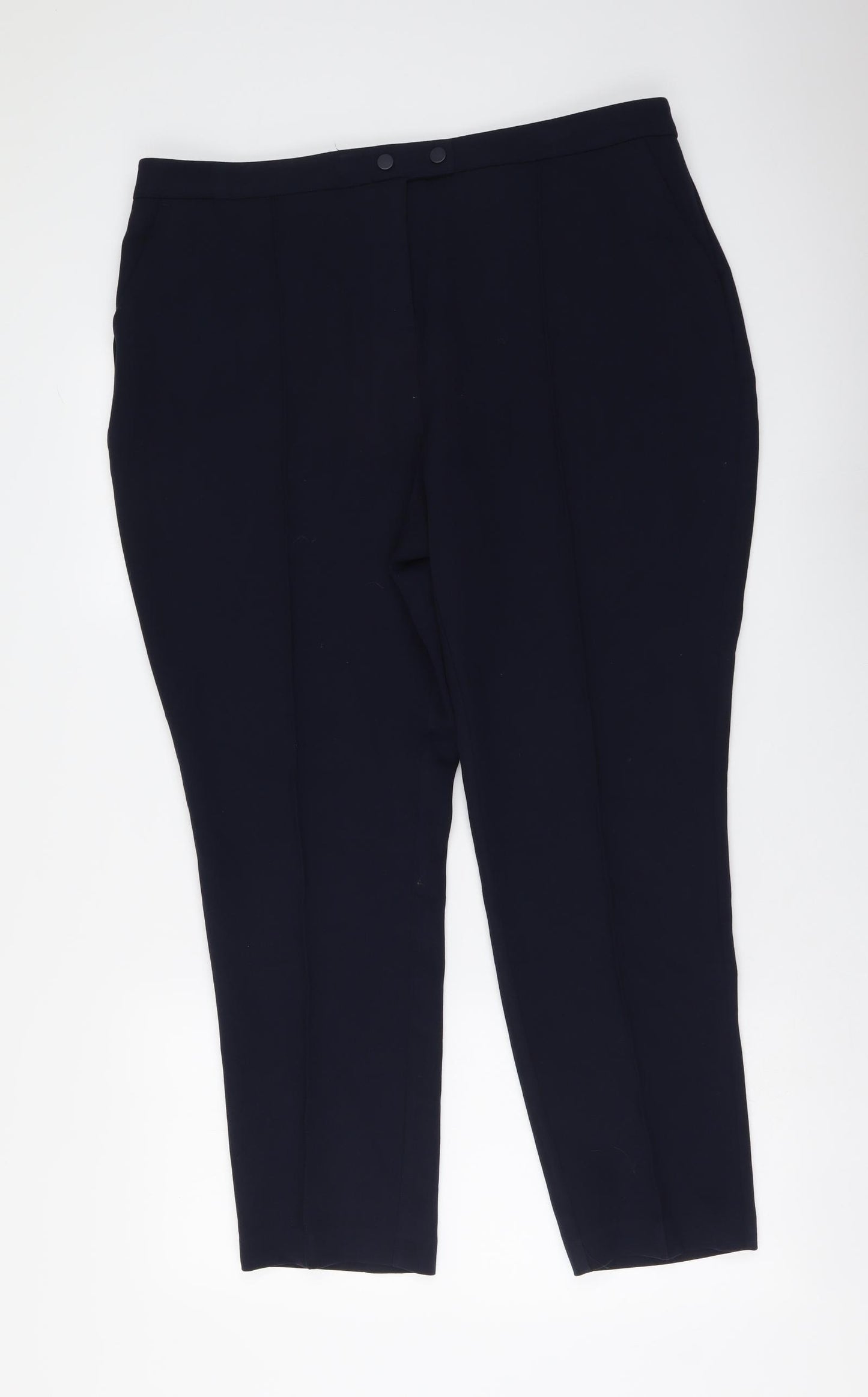 F&F Womens Blue Polyester Trousers Size 18 L28 in Regular Button