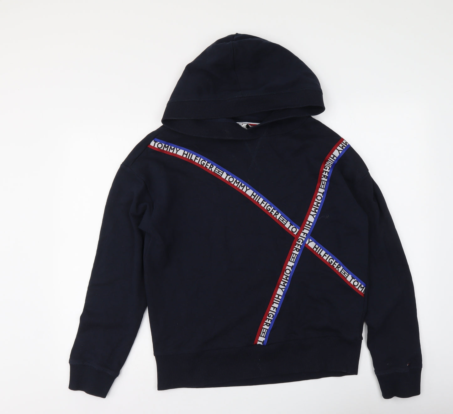 Tommy Hilfiger Mens Blue Cotton Pullover Hoodie Size L