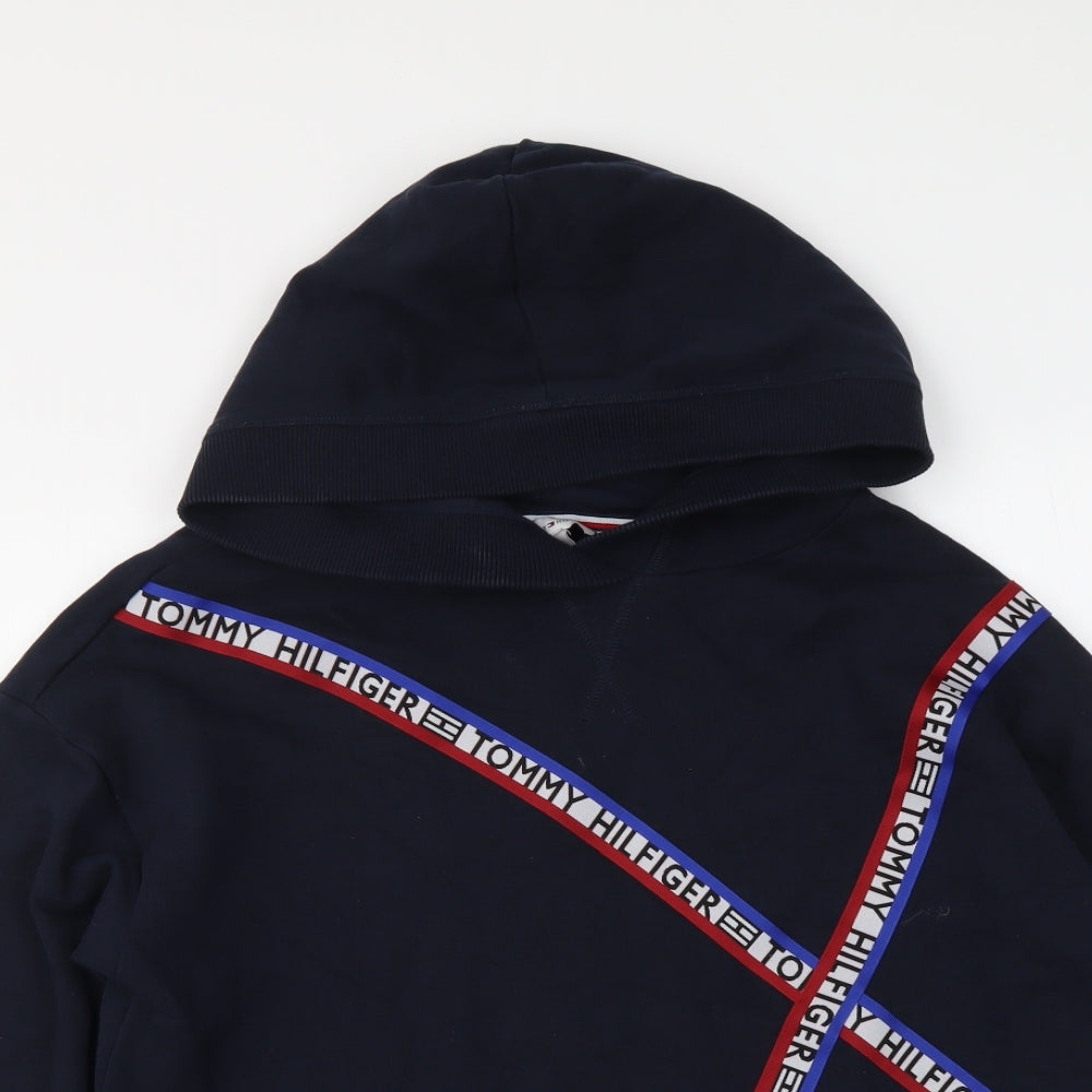 Tommy Hilfiger Mens Blue Cotton Pullover Hoodie Size L