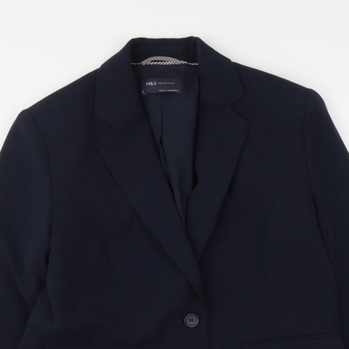 Marks and Spencer Womens Blue Polyester Jacket Suit Jacket Size 12