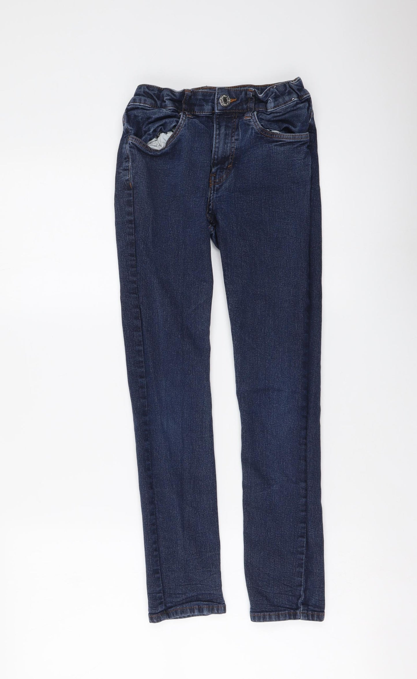 H&M Girls Blue Cotton Skinny Jeans Size 11-12 Years Regular Button