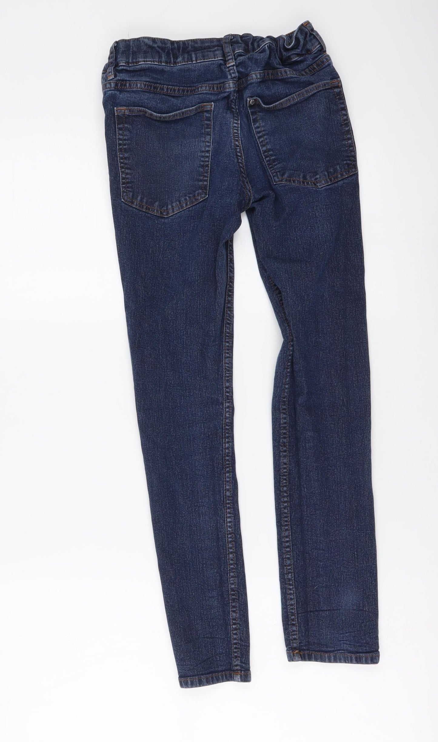 H&M Girls Blue Cotton Skinny Jeans Size 11-12 Years Regular Button