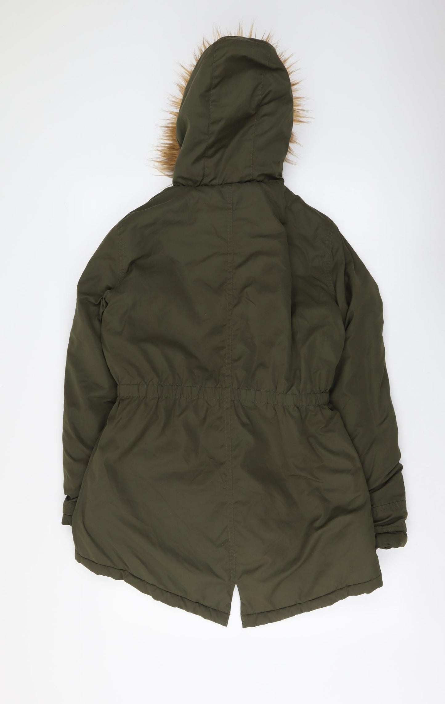 M&Co Girls Green Parka Coat Size 13-14 Years Zip