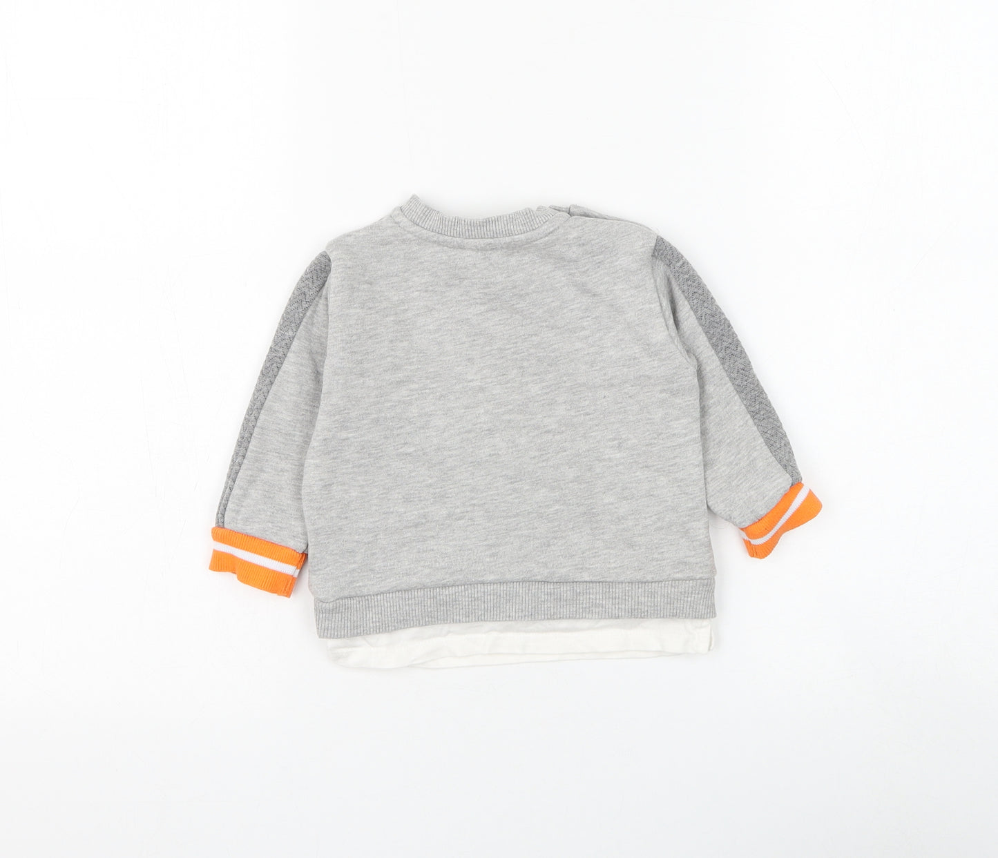 River Island Boys Grey Cotton Pullover Jumper Size 9-12 Months Button - Daddy's Boy
