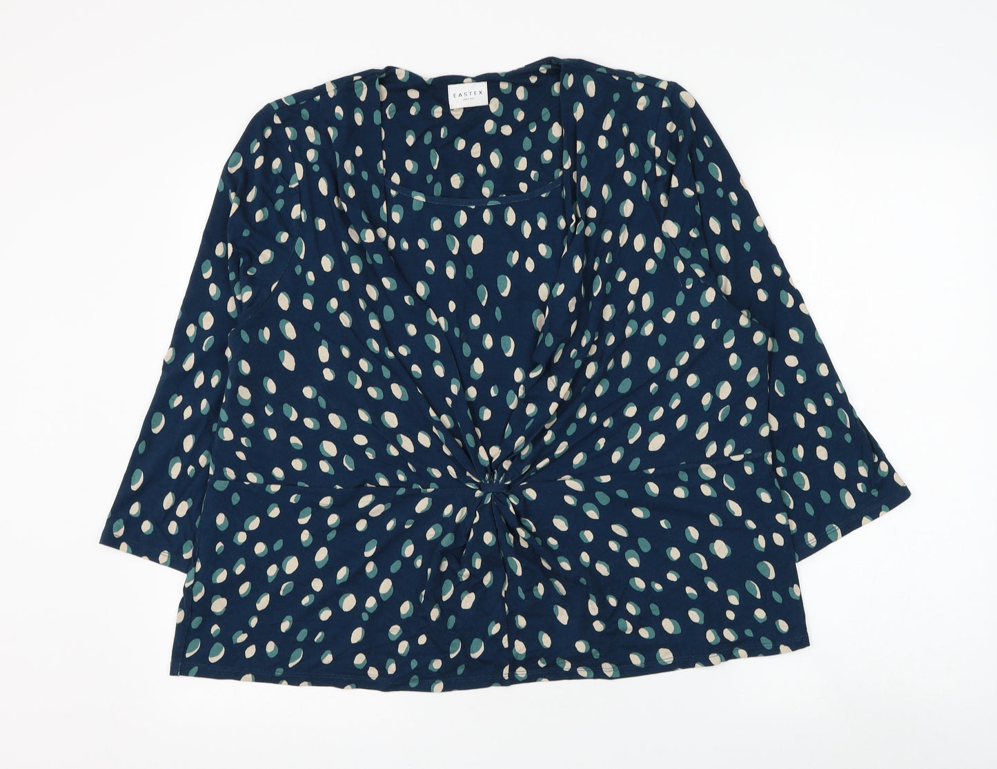 Eastex Womens Blue Geometric Viscose Basic Blouse Size 22 Square Neck
