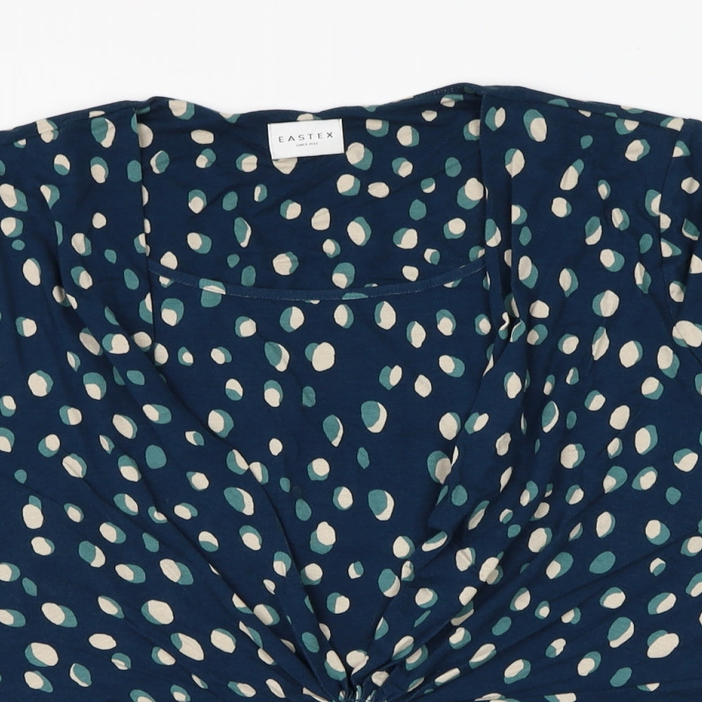 Eastex Womens Blue Geometric Viscose Basic Blouse Size 22 Square Neck