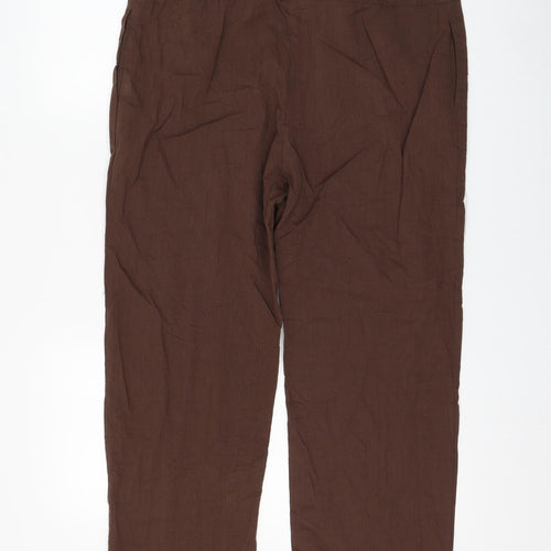 Celmia Womens Brown Cotton Trousers Size S L27 in Regular Tie