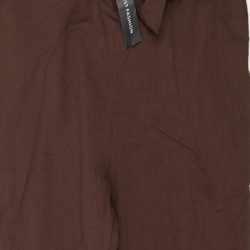 Celmia Womens Brown Cotton Trousers Size S L27 in Regular Tie