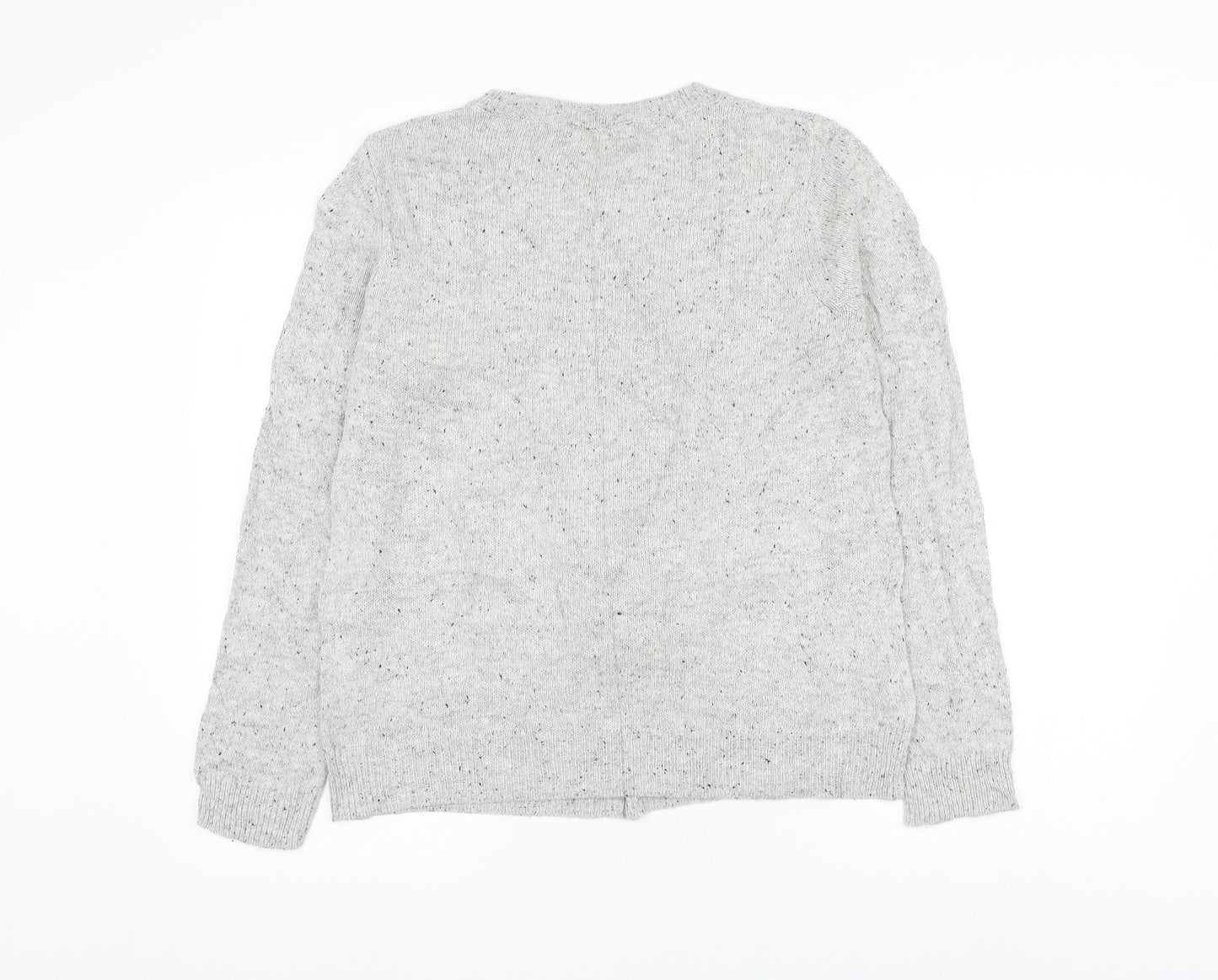 Marks and Spencer Womens Grey Round Neck Cotton Pullover Jumper Size 12 - Christmas Snowman