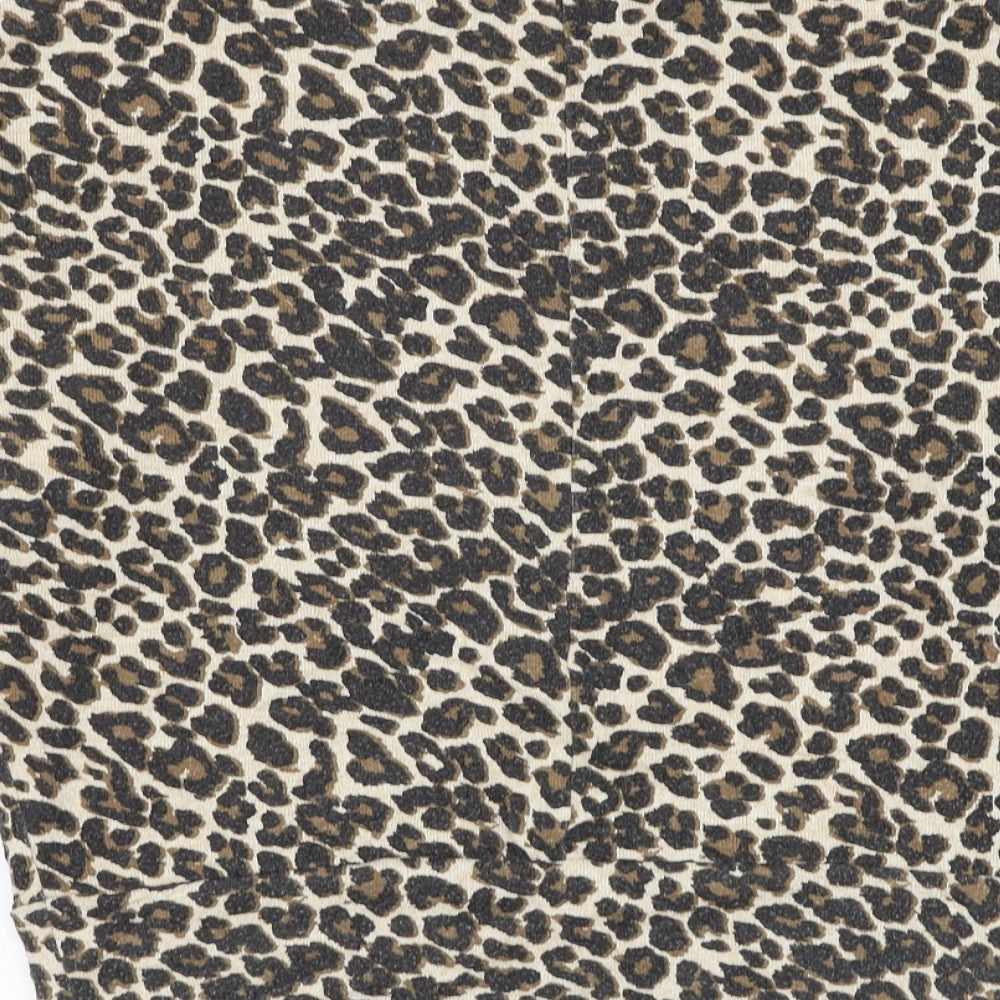 Dorothy Perkins Womens Beige Round Neck Animal Print Polyester Pullover Jumper Size 12 - Leopard Print