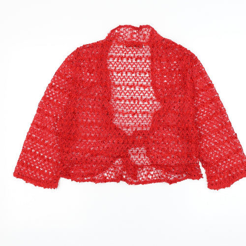 EWM Womens Red V-Neck Polyester Cardigan Jumper Size M
