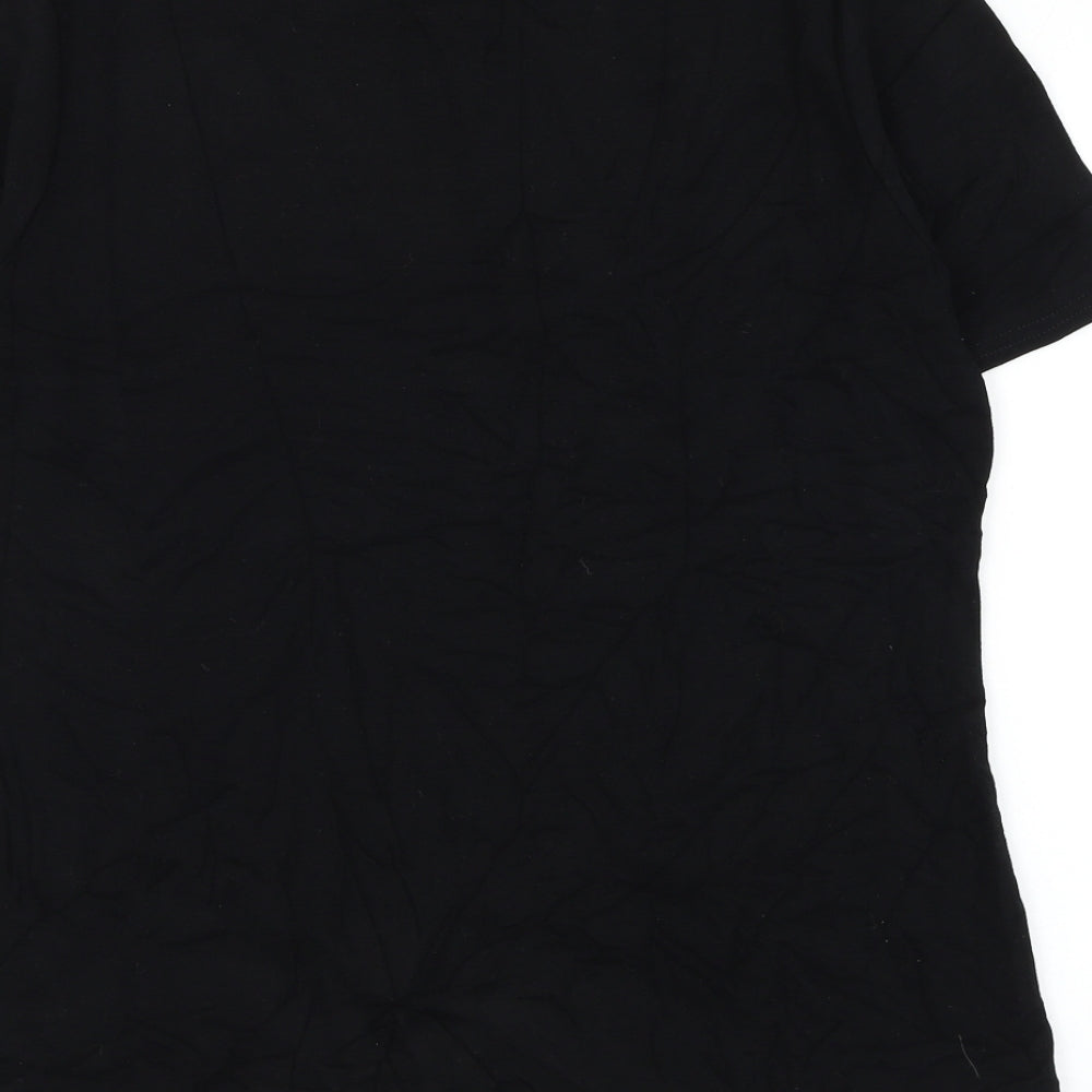 Bonmarché Womens Black Viscose Basic Blouse Size M Round Neck - Flower