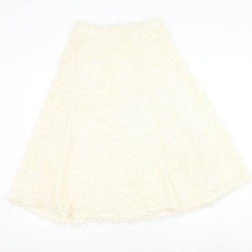 River Island Womens Ivory Polyester Skater Skirt Size 8