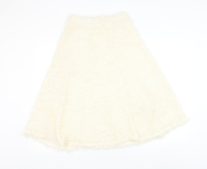 River Island Womens Ivory Polyester Skater Skirt Size 8