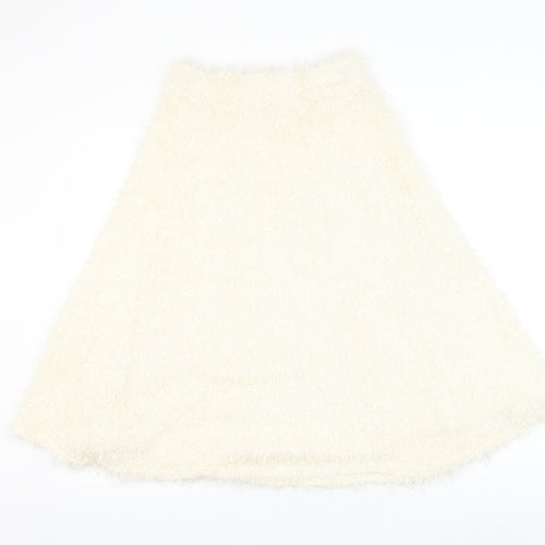 River Island Womens Ivory Polyester Skater Skirt Size 8
