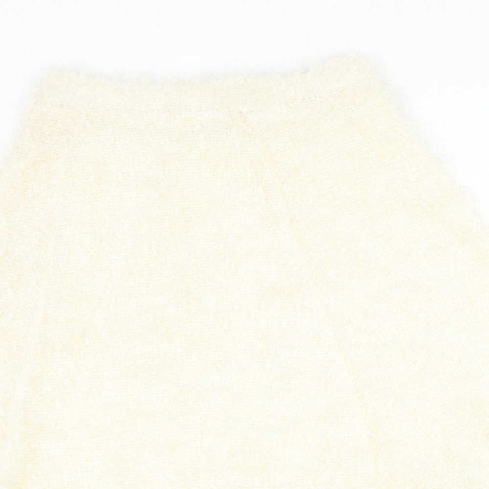 River Island Womens Ivory Polyester Skater Skirt Size 8