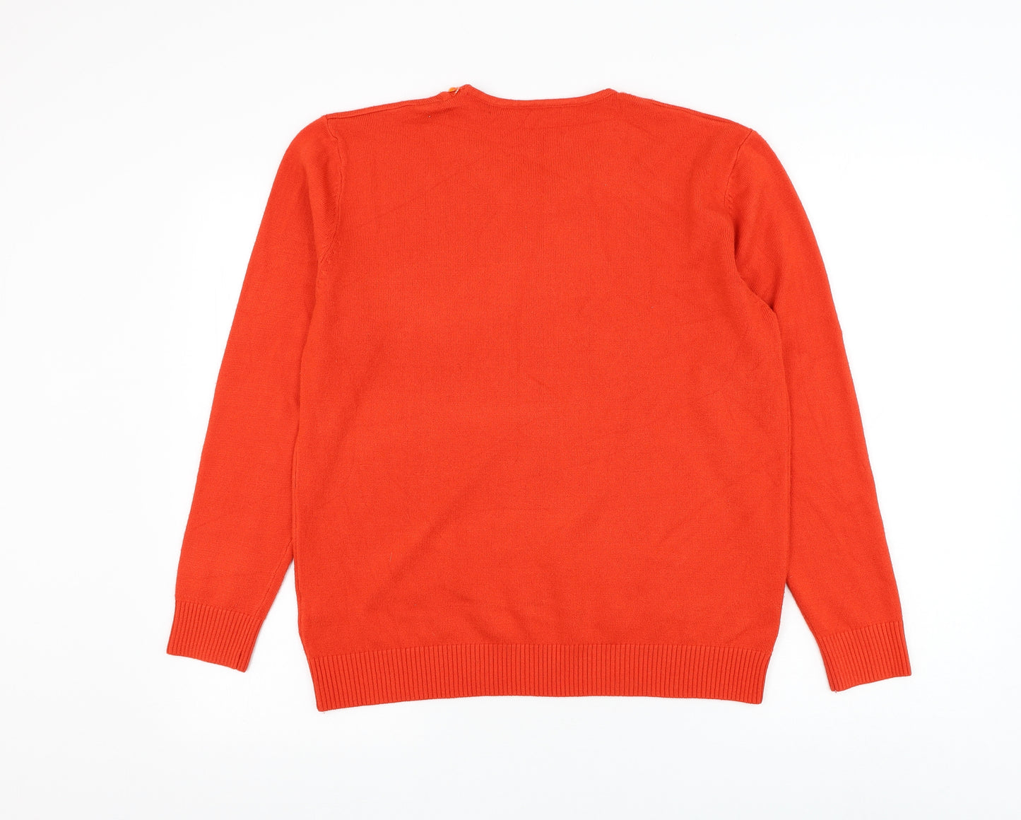 Preworn Womens Orange Round Neck Acrylic Pullover Jumper Size L