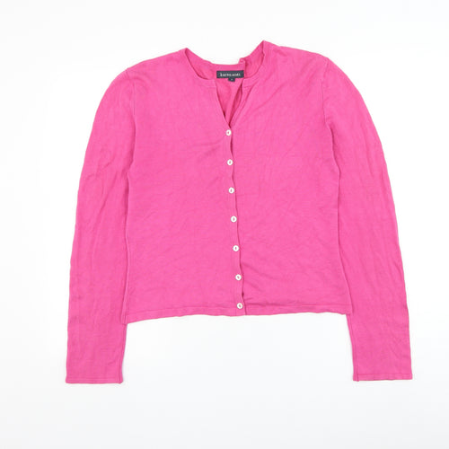 Karen Scott Womens Pink V-Neck Viscose Cardigan Jumper Size S