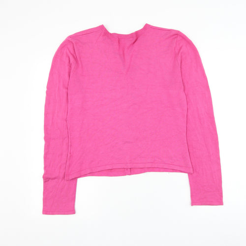 Karen Scott Womens Pink V-Neck Viscose Cardigan Jumper Size S