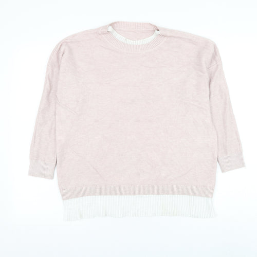 Preworn Womens Pink Round Neck Viscose Pullover Jumper Size L