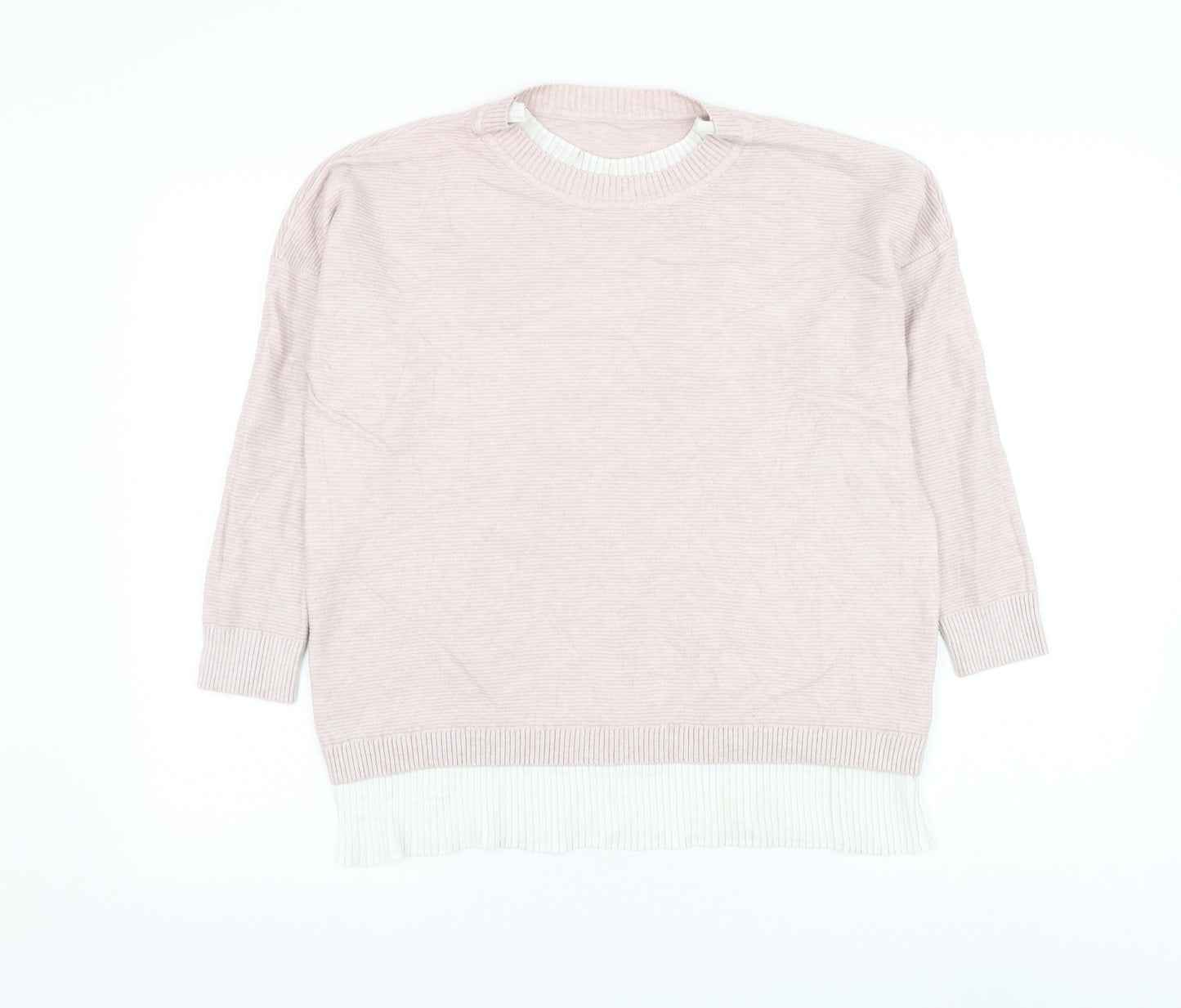 Preworn Womens Pink Round Neck Viscose Pullover Jumper Size L