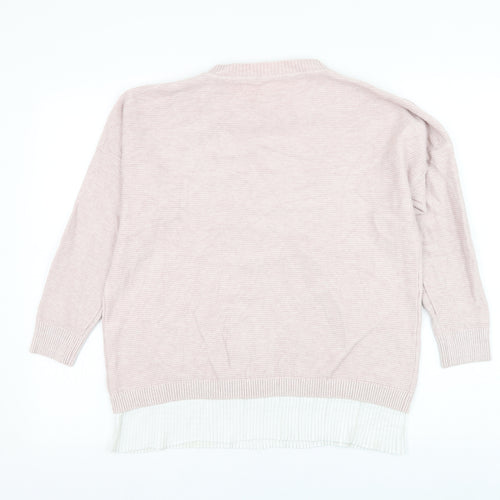 Preworn Womens Pink Round Neck Viscose Pullover Jumper Size L