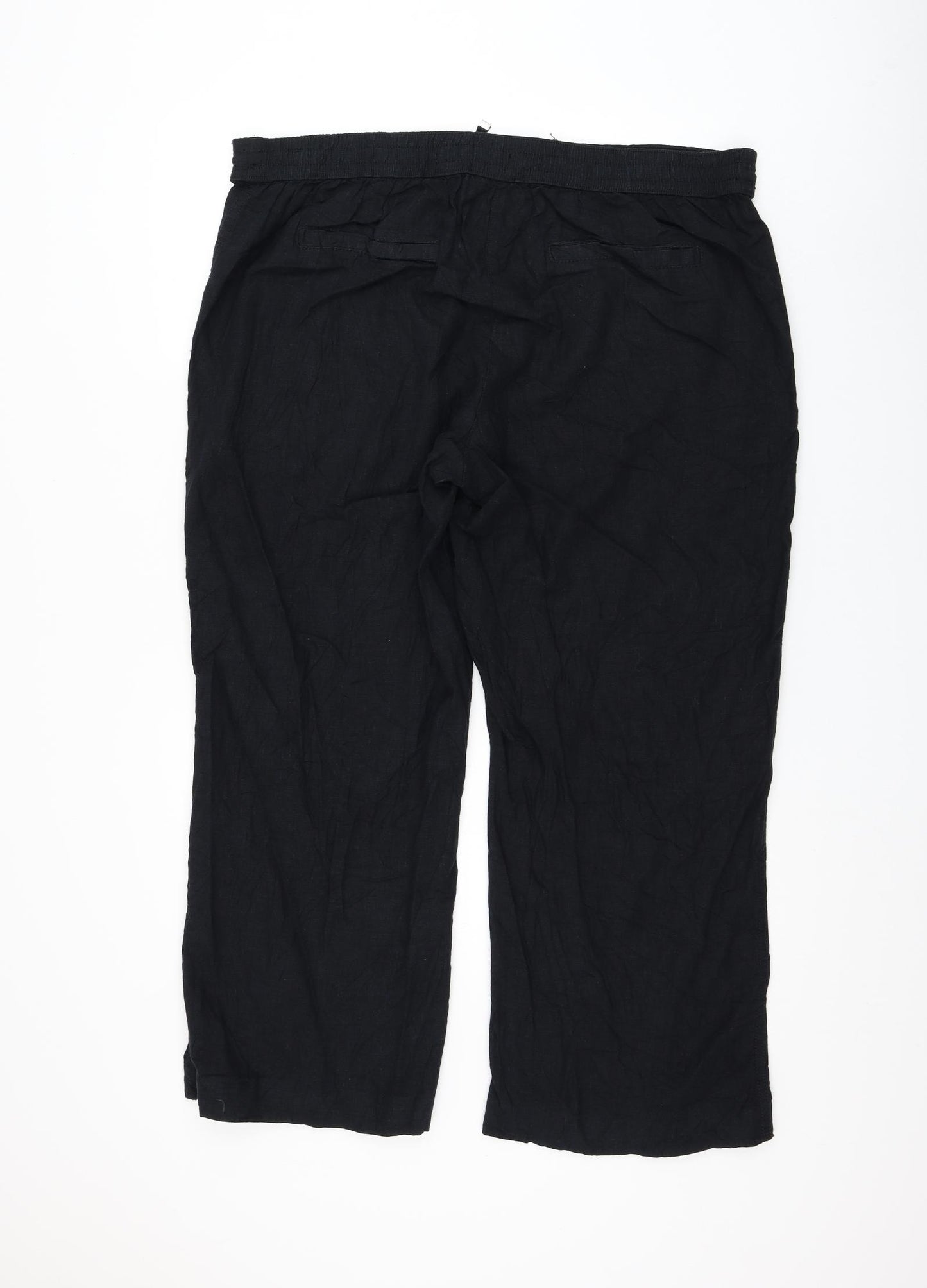 George Womens Black Linen Trousers Size 20 L26 in Regular Drawstring