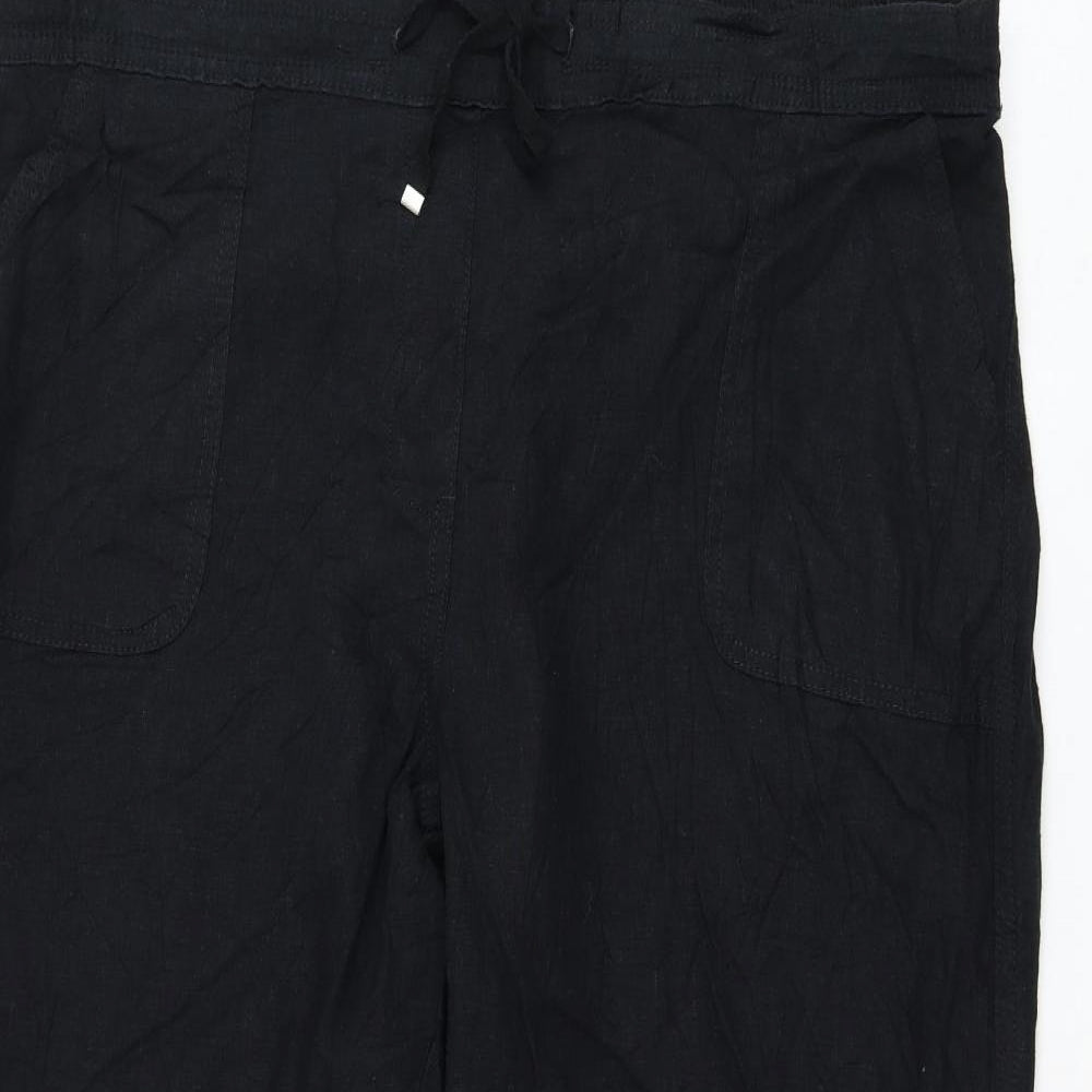 George Womens Black Linen Trousers Size 20 L26 in Regular Drawstring